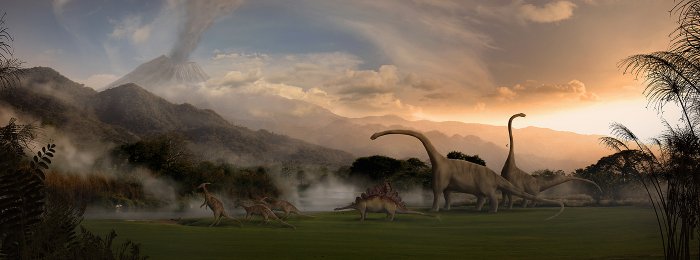 [PSDTUTS] Урок по рисованию стада динозавров на тропическом поле в Photoshop