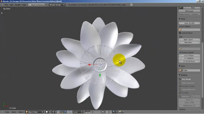 Modeling a Lotus flower in Blender