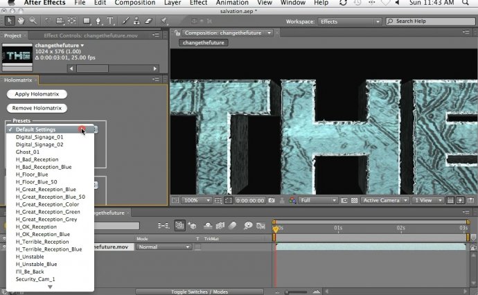 Work with Red Giant Holomatrix in After Effects