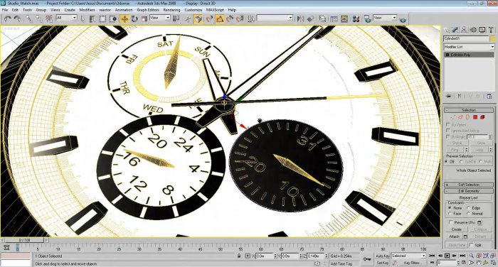 Моделирование  наручных часов в 3D max