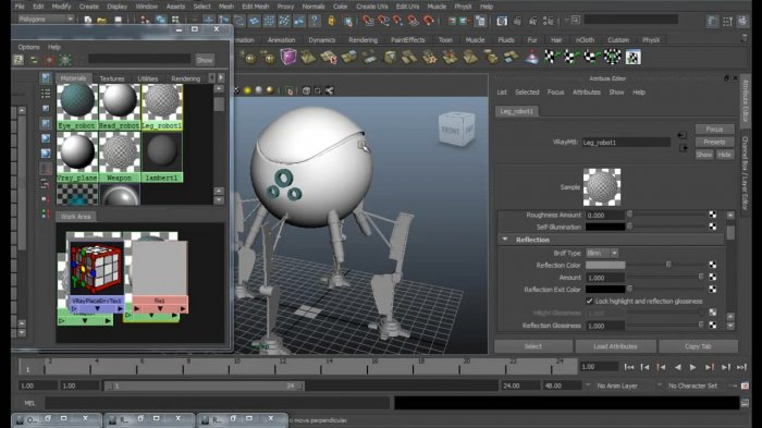 Моделирование и рендеринг простого робота в Maya с использованием V-Ray