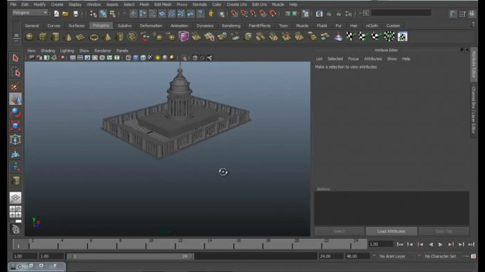 Моделирование храма в Maya