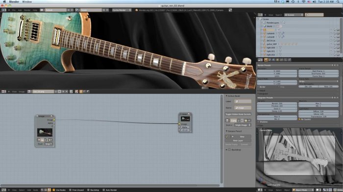 Урок по визуализации гитары в Blender на движке Cycles