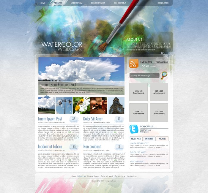 [PSDTUTS] Урок по рисованию дизайна вебсайта в акварельном стиле с Photoshop