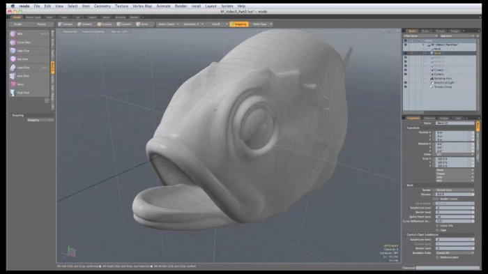 Видео уроки по моделированию рыбы (морского окуня) в Modo 601