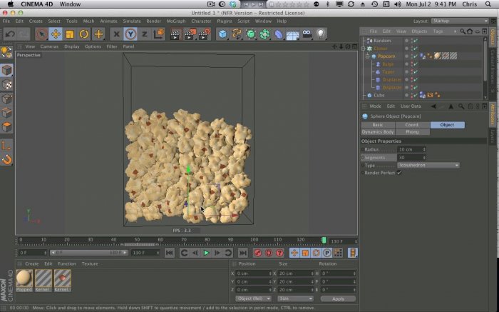 Урок по созданию лопающегося попкорна в Cinema 4D