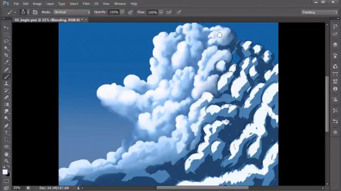 Рисование и раскрашивание облаков в Photoshop