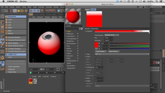 Глазное яблоко в Cinema 4D (моделинг и текстуринг)