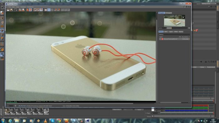Рендер iPhone с наушниками в Cinema 4D