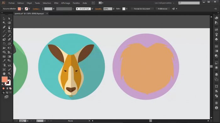 Плоский дизайн в Illustrator CC: животные