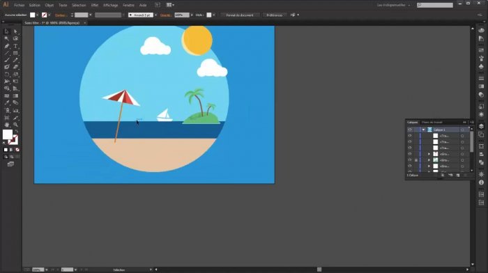 Рисуем пляж в стиле флэт в Illustrator CC