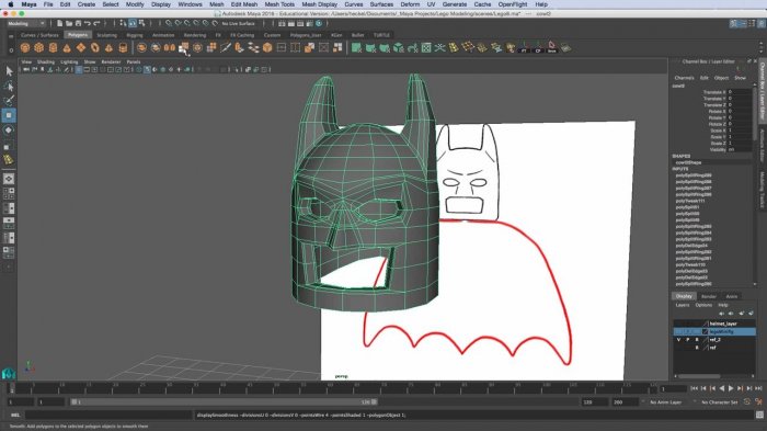 Моделирование маски лего бэтмена в Maya
