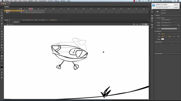 Анимация утки в Adobe Flash CC