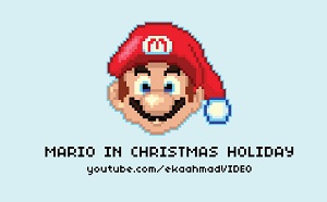 Рождественский пиксельный Марио в Illustrator