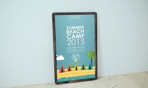 Плакат с летним пляжем в Illustrator