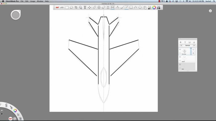 Подготовка референса самолета в Sketchbook Pro для моделирования