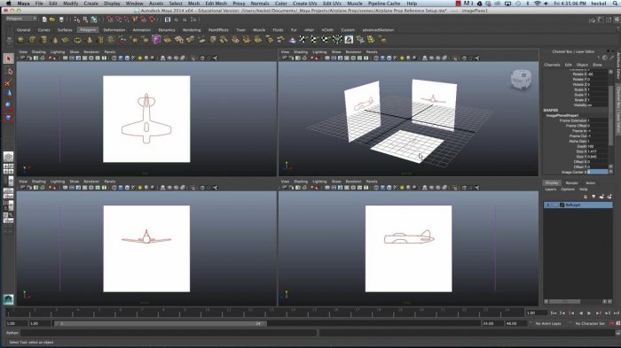 Подготовка чертежа самолета в Photoshop для моделирования в Maya