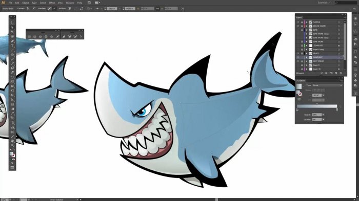 Раскрашивание акулы в Illustrator