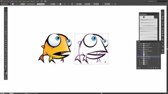 Отрисовка и раскрашивание маленькой рыбки в Illustrator