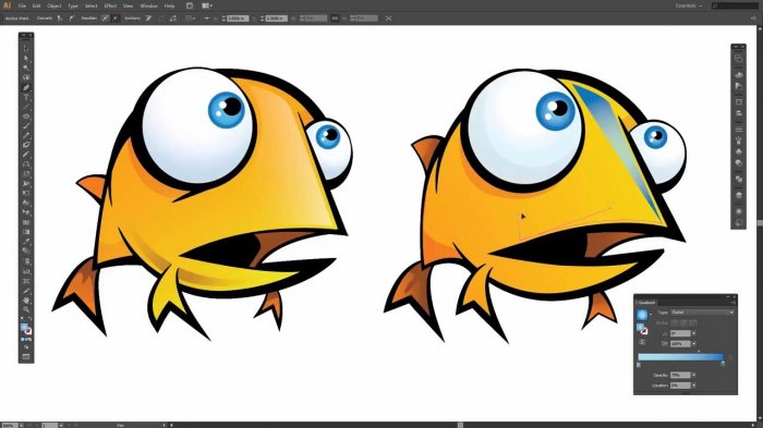 Отрисовка и раскрашивание маленькой рыбки в Illustrator