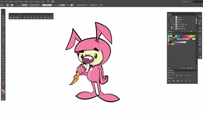 Раскрашивание розового кролика в Illustrator