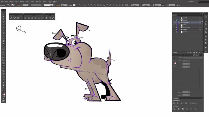 Раскрашивание мультяшного щенка в Illustrator