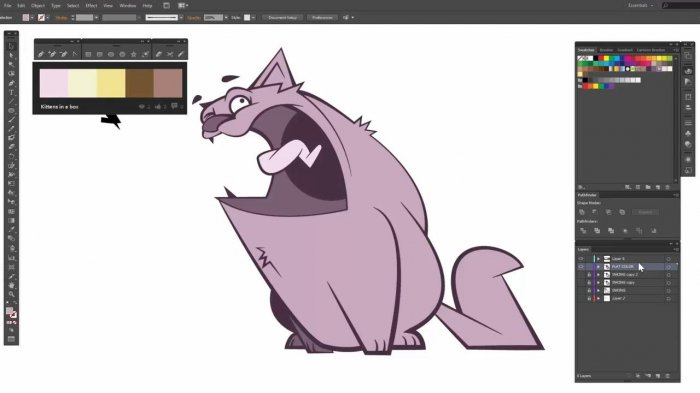 Раскрашивание мультяшного кота в Illustrator