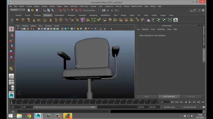 Моделирование и риггинг офисного кресла в Maya