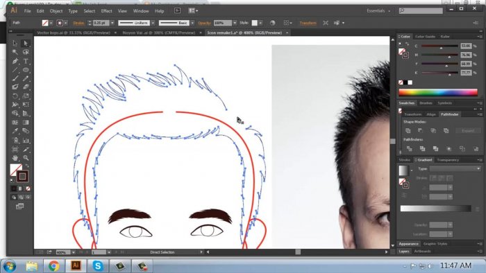 Отрисовка лица в Illustrator по фотографии