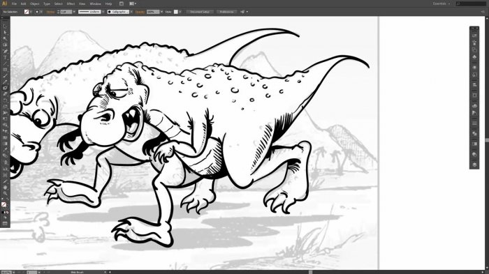 Отрисовка иллюстрации с динозаврами в Illustrator