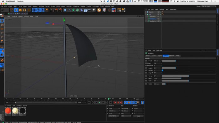 Анимация зонта со сплайнами в Cinema 4D