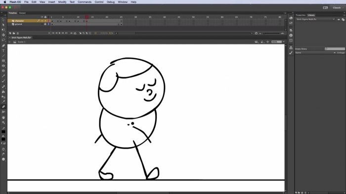 Анимация ходьбы персонажа и фона во Flash
