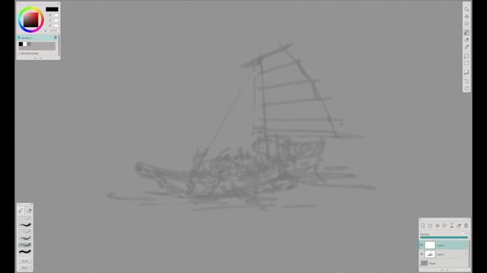 Рисование футуристических парусных лодок