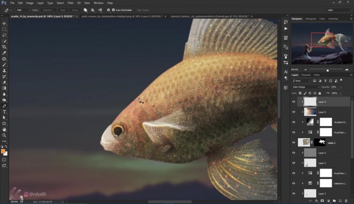 Фотоманипуляция - Золотая рыбка в Photoshop