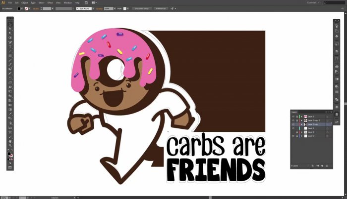 Отрисовка и раскрашивание веселого пончика в Illustrator