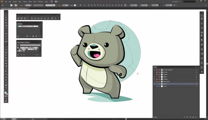 Детализация мультяшного мишки Тедди в Illustrator