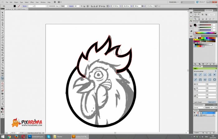 Дизайн логотипа - векторный петух в Illustrator