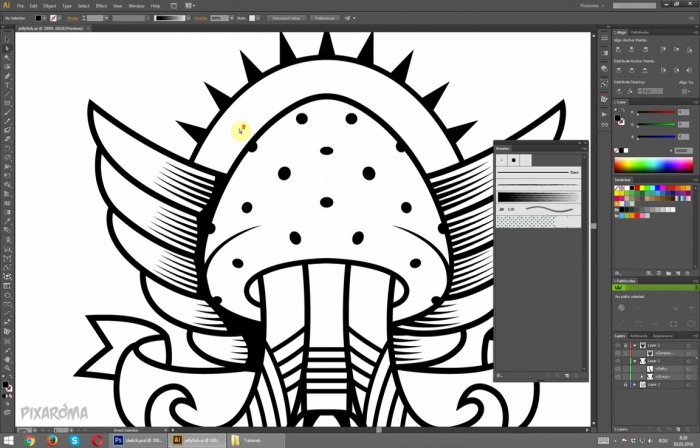 Разработка логотипа в Illustrator - медуза