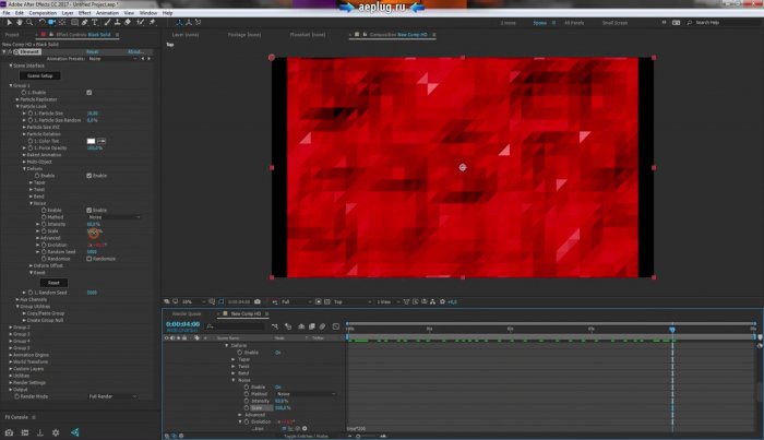 Создаем Low Poly анимацию для фона из треугольников в After Effects вместе с Element 3D