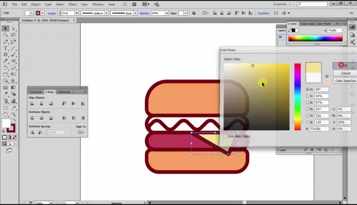 Как нарисовать иконку бургера в Illustrator?