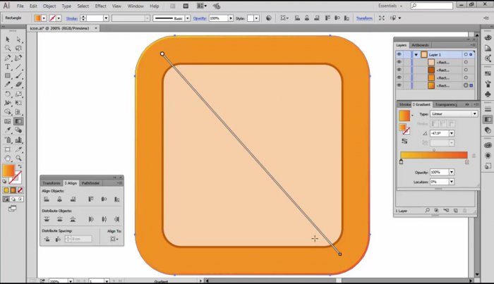 Иконка 3D циферблата в Illustrator