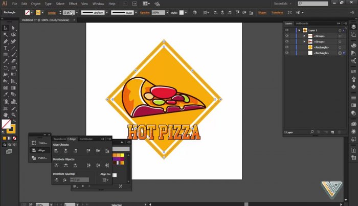 Лого с пиццей в Illustrator