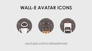 Иконки персонажей мультфильма ВАЛЛ-И в Illustrator