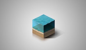 Изометрический куб кусочка моря в Photoshop