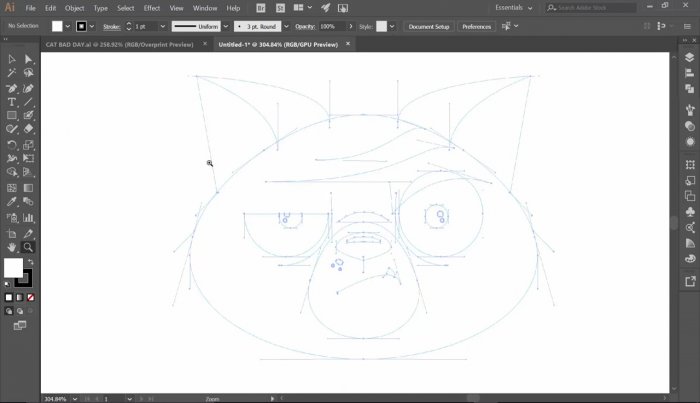 Отрисовка мультяшного кота в Illustrator
