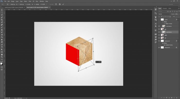 Деревянный куб в Photoshop