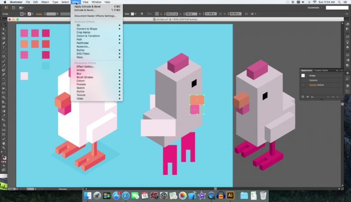 Изометрическая 3D курица в Illustrator
