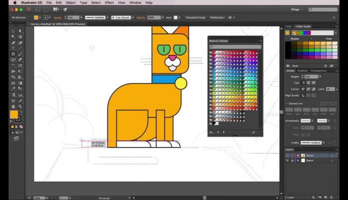 Иллюстрация кошки в Illustrator