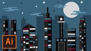 Ночной город в Illustrator