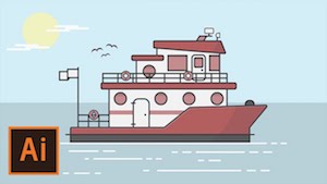 Векторный корабль в Illustrator